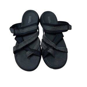 Skechers Performance Women's on the Go 600 Glow Sport Sandal Black Gray Size 9